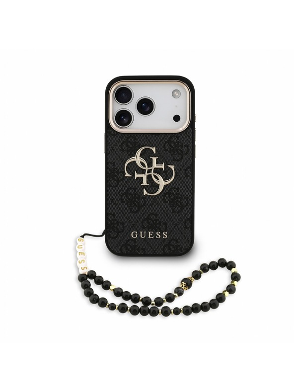 Guess Guess PU 4G Metal Logo Strap Hátlap iPhone 18 Pro-hoz Black