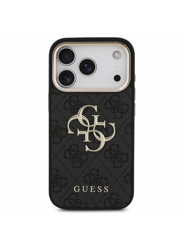 Guess Guess PU 4G Metal Logo Strap Hátlap iPhone 18 Pro-hoz Black