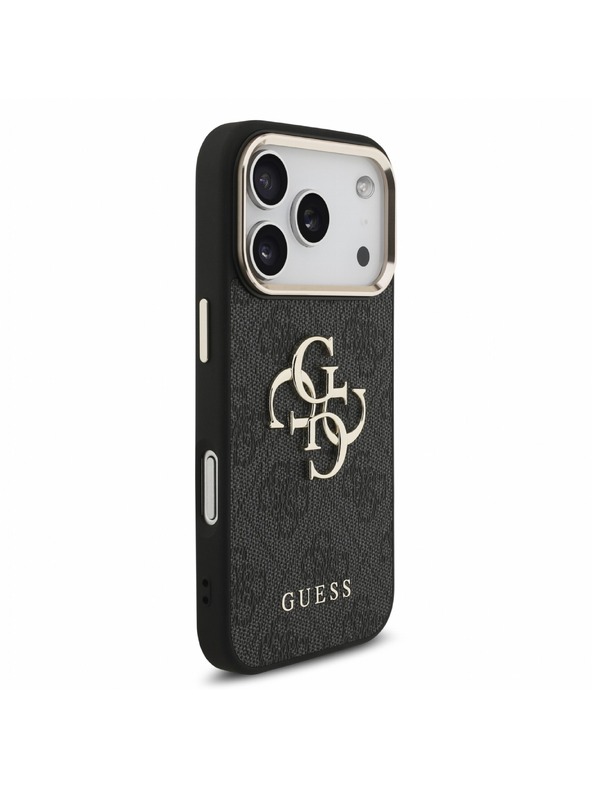 Guess Guess PU 4G Metal Logo Strap Hátlap iPhone 18 Pro-hoz Black