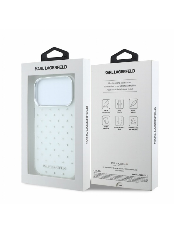 Karl Lagerfeld Karl Lagerfeld IML Rhinestones Allover Magsafe Hátlap iPhone 18 Pro-hoz White