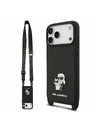Karl Lagerfeld Karl Lagerfeld Saffiano Crossbody Pánt Karl and Choupette Hátlap iPhone 18 Pro Black
