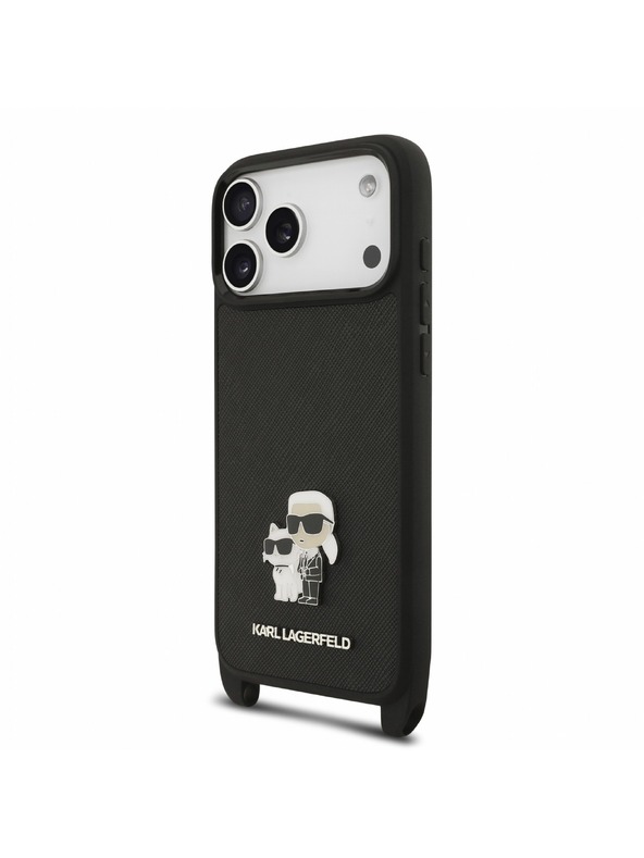 Karl Lagerfeld Karl Lagerfeld Saffiano Crossbody Pánt Karl and Choupette Hátlap iPhone 18 Pro Black
