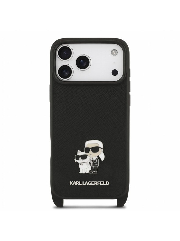 Karl Lagerfeld Karl Lagerfeld Saffiano Crossbody Pánt Karl and Choupette Hátlap iPhone 18 Pro Black
