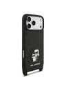 Karl Lagerfeld Karl Lagerfeld Saffiano Crossbody Pánt Karl and Choupette Hátlap iPhone 18 Pro Black