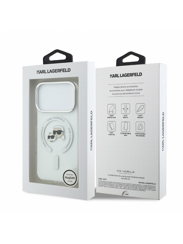 Karl Lagerfeld Karl Lagerfeld IML K&CH Heads Metal Frame MagSafe Hátlap iPhone 18 Pro White