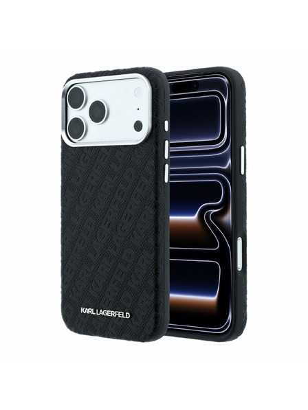 Karl Lagerfeld Karl Lagerfeld PU Grained Allover Semi Wrap Magsafe Hátlap iPhone 18 Pro Black