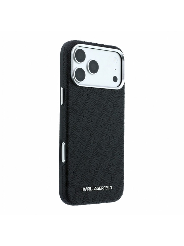 Karl Lagerfeld Karl Lagerfeld PU Grained Allover Semi Wrap Magsafe Hátlap iPhone 18 Pro Black