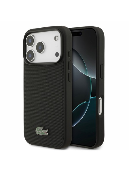 Lacoste Lacoste PVC Iconic Petit Pique Metal Logo MagSafe Hátlap iPhone 18 Pro Black