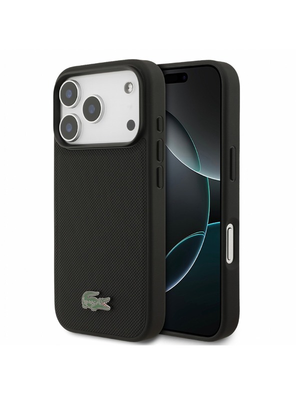 Lacoste Lacoste PVC Iconic Petit Pique Metal Logo MagSafe Hátlap iPhone 18 Pro Black
