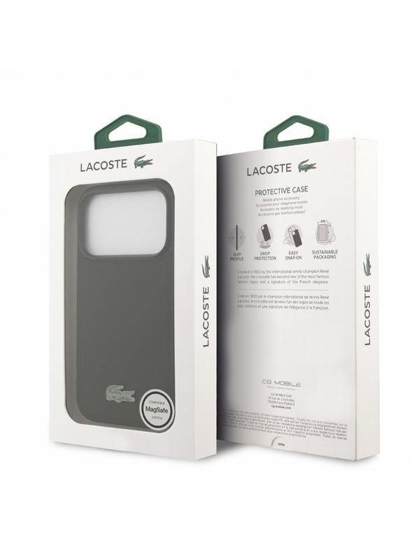 Lacoste Lacoste PVC Iconic Petit Pique Metal Logo MagSafe Hátlap iPhone 18 Pro Black
