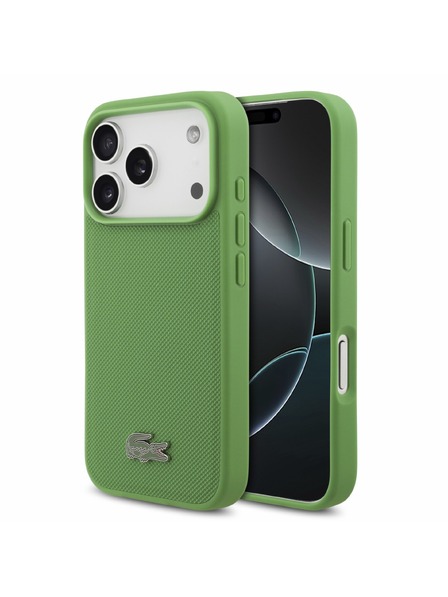 Lacoste Lacoste PVC Iconic Petit Pique Metal Logo MagSafe Hátlap iPhone 18 Pro Estragon