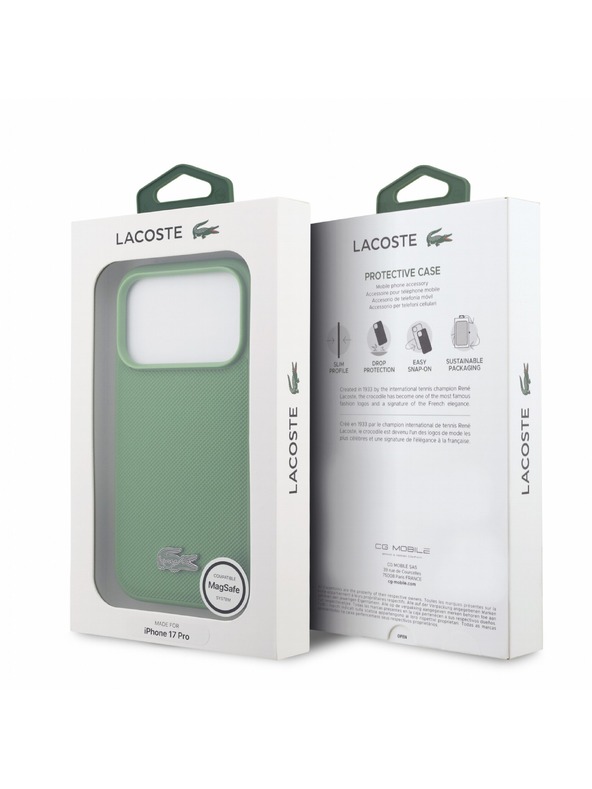 Lacoste Lacoste PVC Iconic Petit Pique Metal Logo MagSafe Hátlap iPhone 18 Pro Estragon