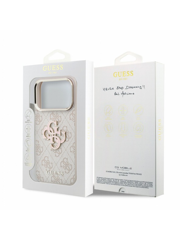 Guess Guess PU 4G Resin Metal Logo Hátlap iPhone 18 Pro Max Pink