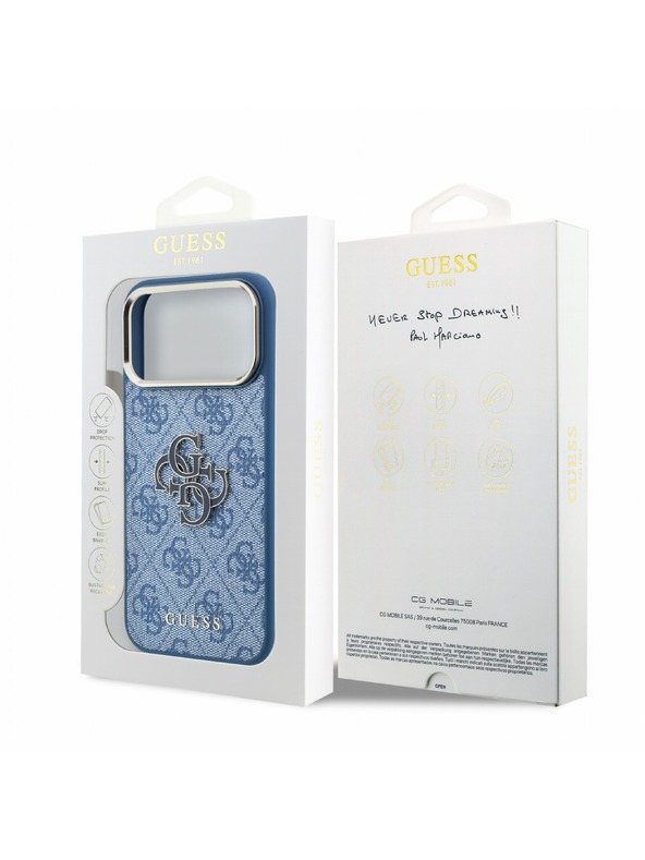 Guess Guess PU 4G Resin Metal Logo Hátlap iPhone 18 Pro Max Blue