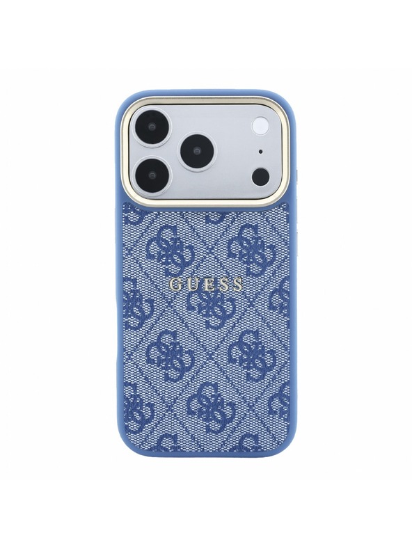Guess Guess PU Leather 4G Gold Frame Embossed MagSafe Hátlap iPhone 18 Pro Max Blue