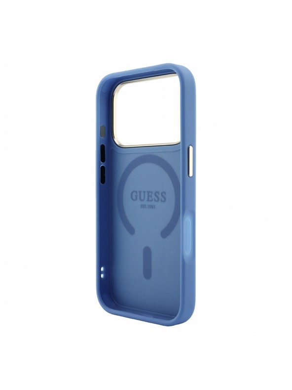 Guess Guess PU Leather 4G Gold Frame Embossed MagSafe Hátlap iPhone 18 Pro Max Blue
