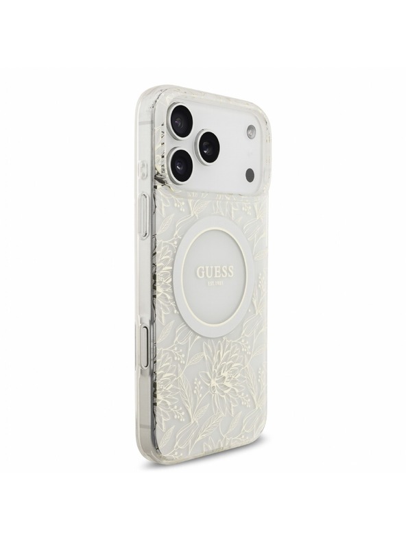 Guess Guess IML Flowers Allover Pánt MagSafe Hátlap iPhone 18 Pro Max White