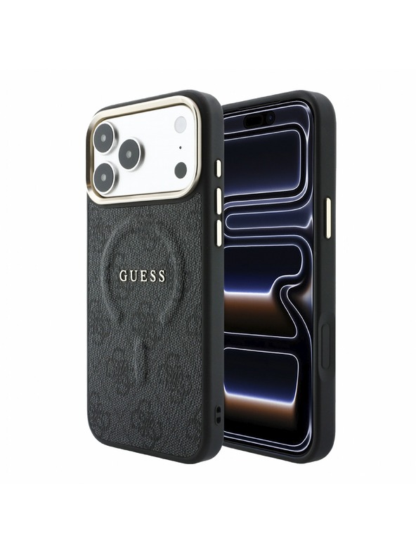 Guess Guess PU Leather 4G Gold Frame Embossed MagSafe Hátlap iPhone 18 Pro Max Black