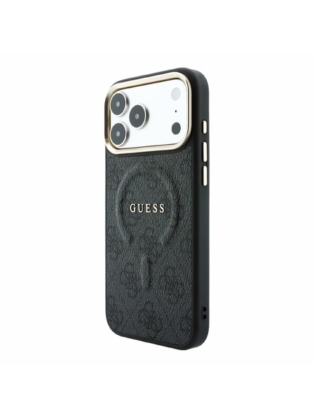 Guess Guess PU Leather 4G Gold Frame Embossed MagSafe Hátlap iPhone 18 Pro Max Black