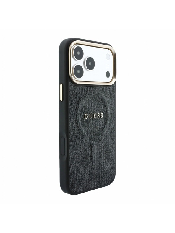 Guess Guess PU Leather 4G Gold Frame Embossed MagSafe Hátlap iPhone 18 Pro Max Black