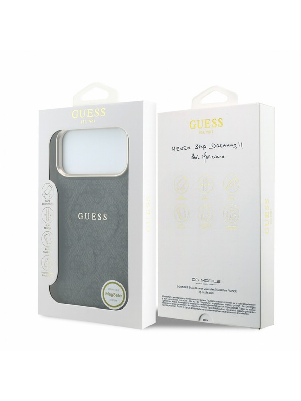 Guess Guess PU Leather 4G Gold Frame Embossed MagSafe Hátlap iPhone 18 Pro Max Black