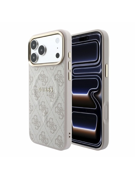 Guess Guess PU Leather 4G Gold Frame Embossed MagSafe Hátlap iPhone 18 Pro Max Pink