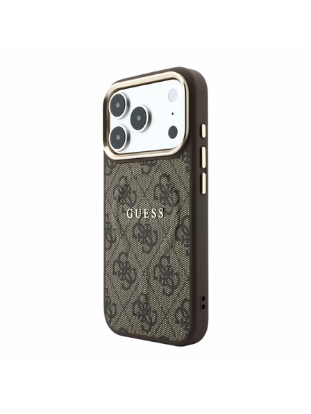 Guess Guess PU Leather 4G Gold Frame Embossed MagSafe Hátlap iPhone 18 Pro Max Brown