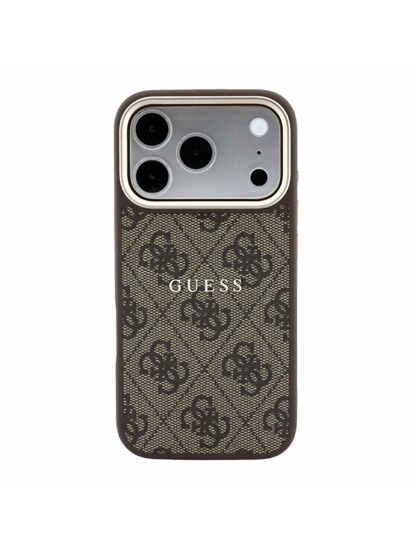 Guess Guess PU Leather 4G Gold Frame Embossed MagSafe Hátlap iPhone 18 Pro Max Brown