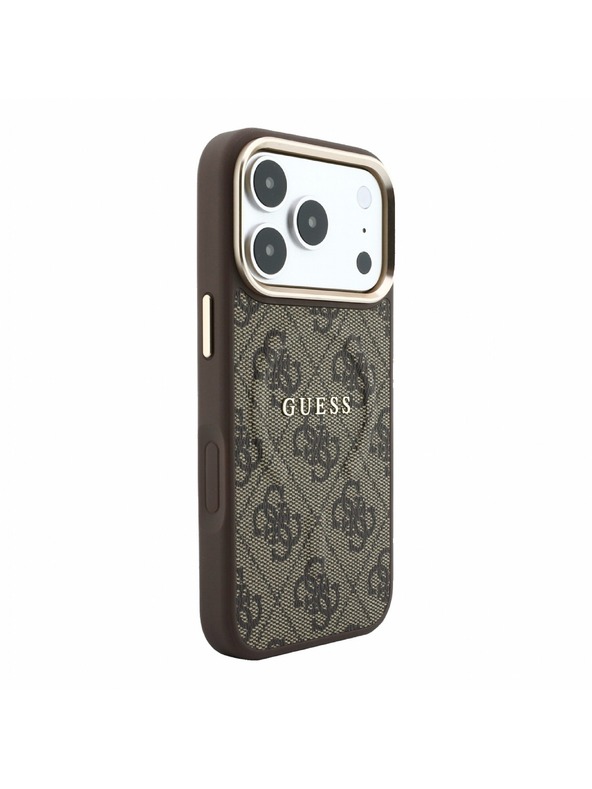 Guess Guess PU Leather 4G Gold Frame Embossed MagSafe Hátlap iPhone 18 Pro Max Brown