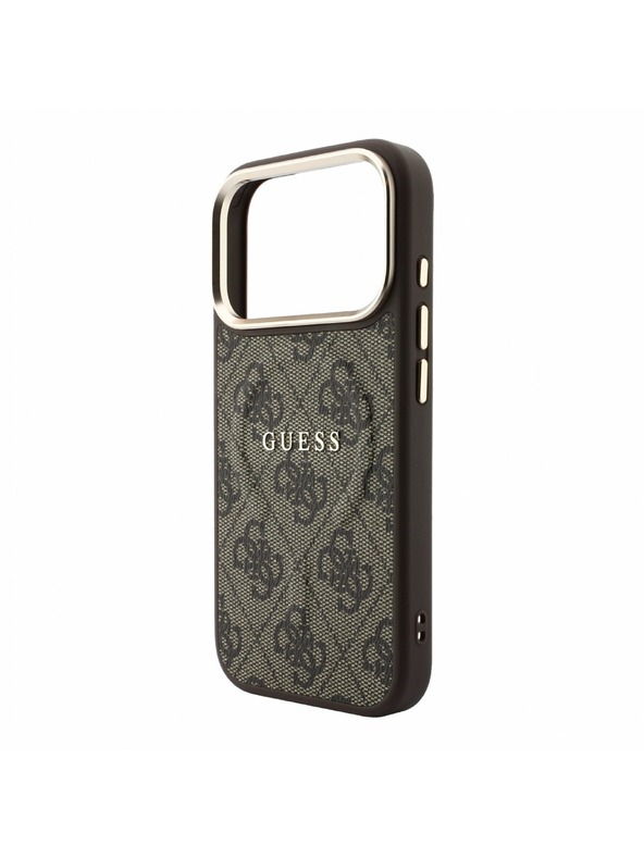 Guess Guess PU Leather 4G Gold Frame Embossed MagSafe Hátlap iPhone 18 Pro Max Brown