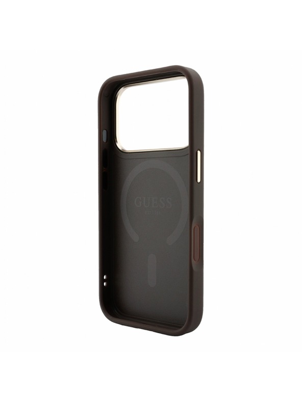 Guess Guess PU Leather 4G Gold Frame Embossed MagSafe Hátlap iPhone 18 Pro Max Brown