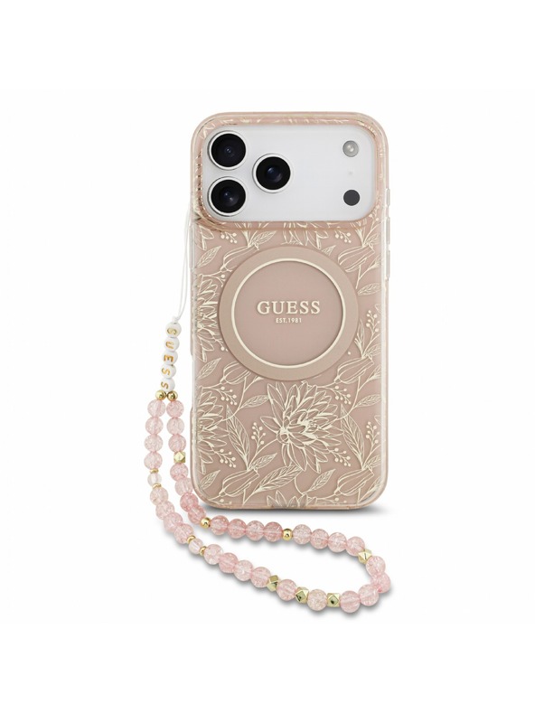 Guess Guess IML Flowers Allover Pánt MagSafe Hátlap iPhone 18 Pro Max Pink