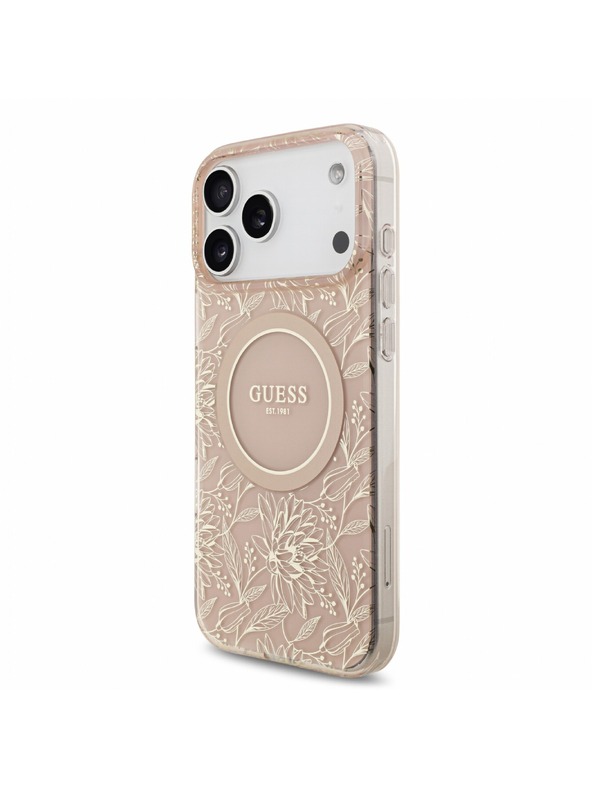 Guess Guess IML Flowers Allover Pánt MagSafe Hátlap iPhone 18 Pro Max Pink