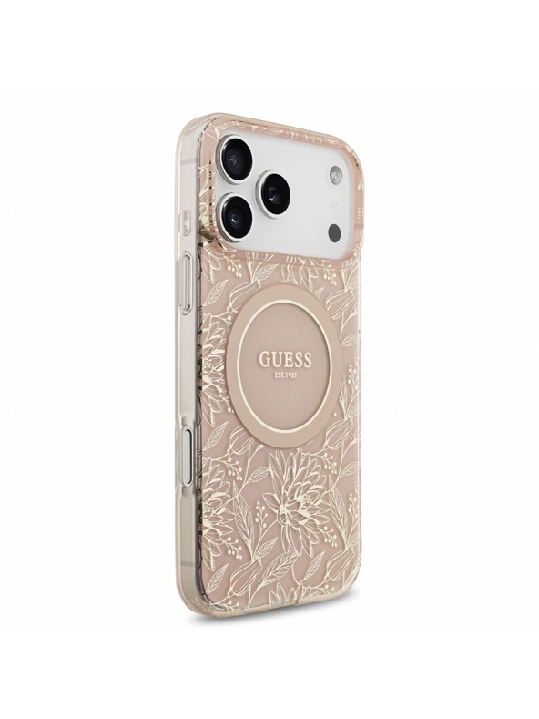 Guess Guess IML Flowers Allover Pánt MagSafe Hátlap iPhone 18 Pro Max Pink