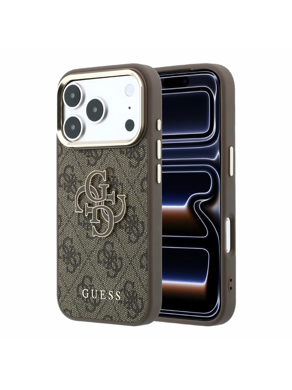 Guess Guess PU 4G Resin Metal Logo Hátlap iPhone 18 Pro Max Brown