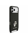 Karl Lagerfeld Karl Lagerfeld Saffiano Crossbody Pánt Karl and Choupette Hátlap iPhone 18 Pro Max Black