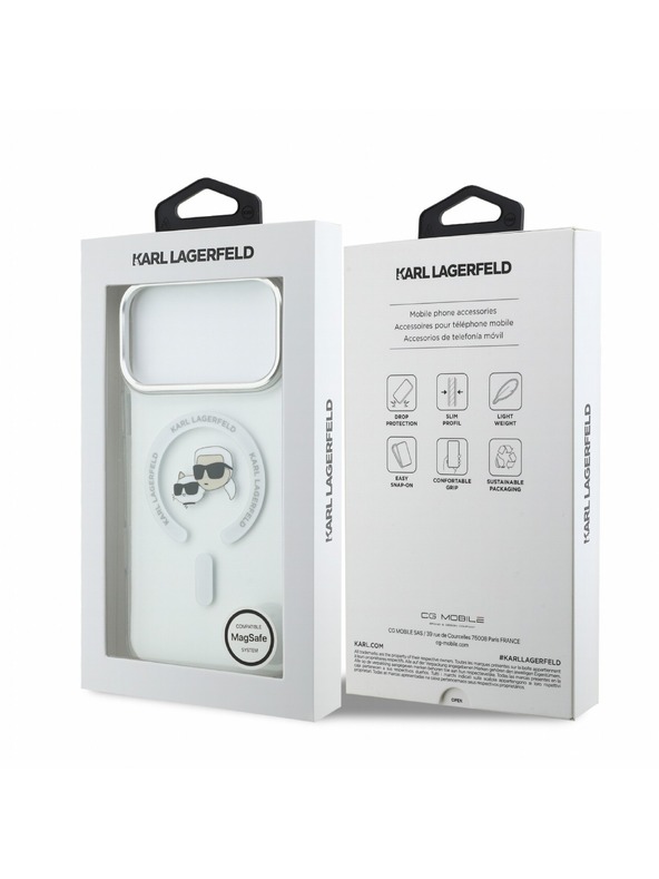 Karl Lagerfeld Karl Lagerfeld IML K&CH Heads Metal Frame MagSafe Hátlap iPhone 18 Pro Max White