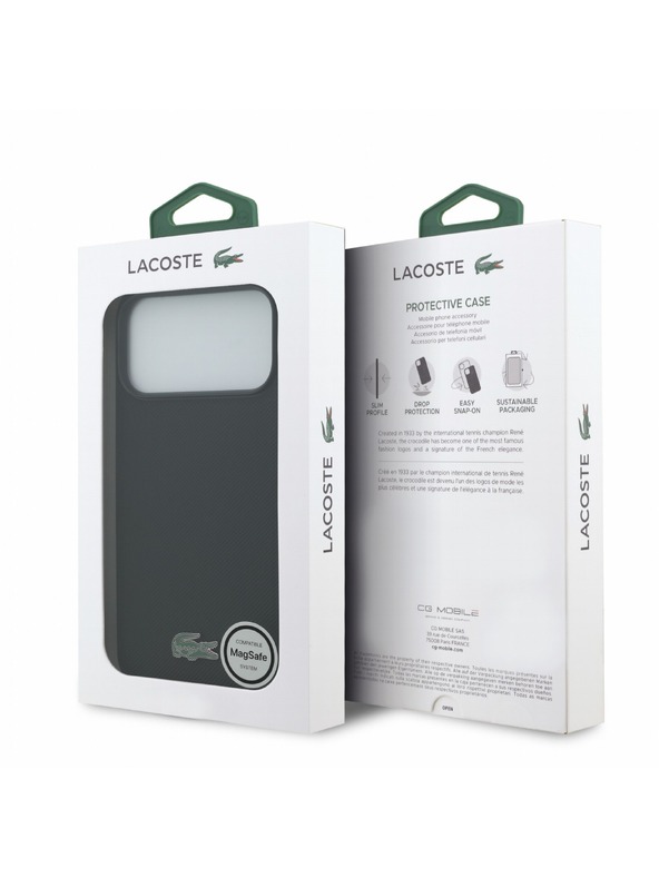 Lacoste Lacoste PVC Iconic Petit Pique Metal Logo MagSafe Hátlap iPhone 18 Pro Max Black