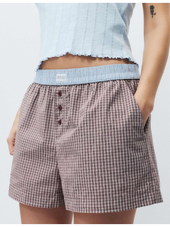 Marks & Spencer Kockás poplin pizsama rövidnadrág, tiszta pamutból Marks & Spencer piros