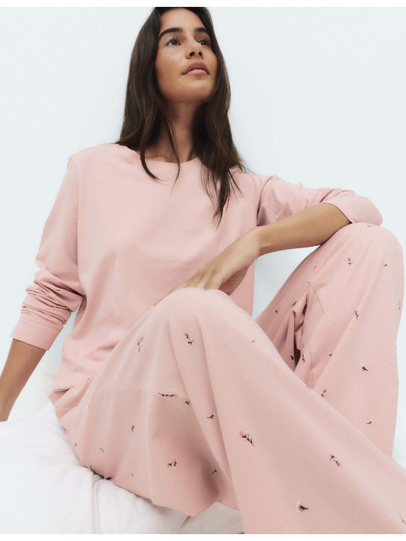 Marks & Spencer Tiszta pamut pizsama szett nyomtatott mintával Marks & Spencer rózsaszín