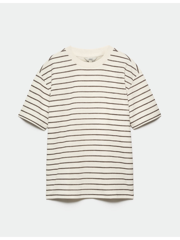 Marks & Spencer Breton póló textúrával és magas pamutaránnyal Marks & Spencer barna