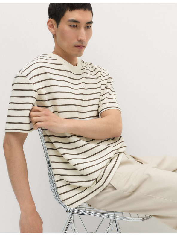 Marks & Spencer Breton póló textúrával és magas pamutaránnyal Marks & Spencer barna