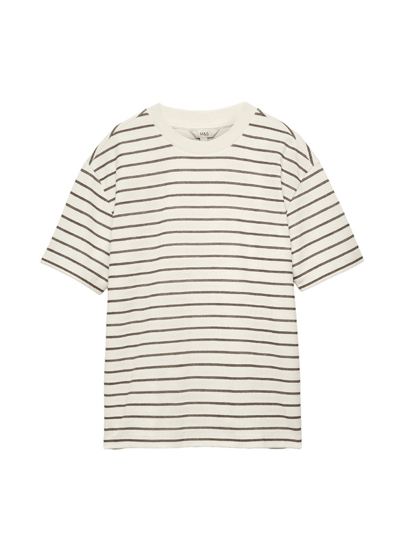 Marks & Spencer Breton póló textúrával és magas pamutaránnyal Marks & Spencer barna