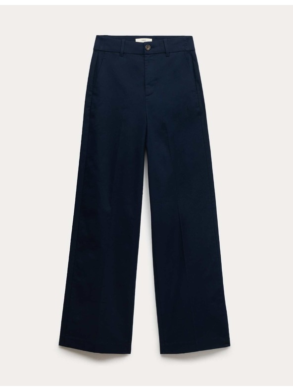 Marks & Spencer Chino nadrág széles szárral és magas pamutaránnyal Marks & Spencer tengerkék
