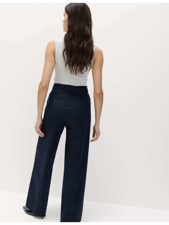 Marks & Spencer Chino nadrág széles szárral és magas pamutaránnyal Marks & Spencer tengerkék
