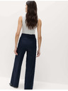 Marks & Spencer Chino nadrág széles szárral és magas pamutaránnyal Marks & Spencer tengerkék