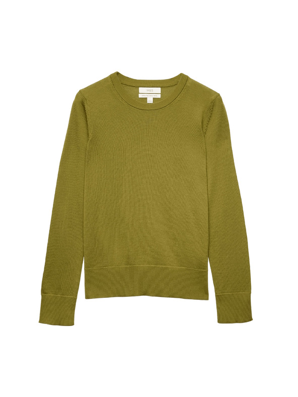 Marks & Spencer Pulóver guláris nyakkal tiszta merino gyapjúból Marks & Spencer zöld