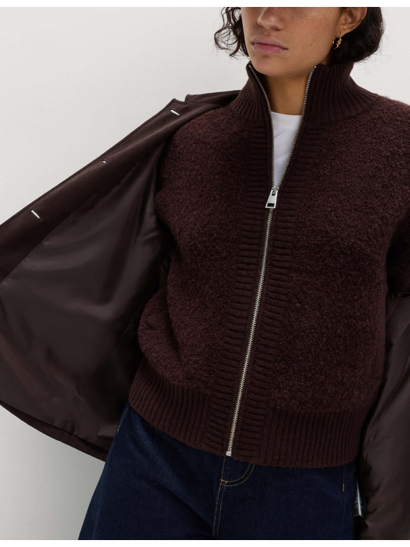 Marks & Spencer Bomber kardigan állónyakkal buklé és gyapjúból Marks & Spencer barna