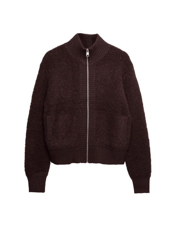 Marks & Spencer Bomber kardigan állónyakkal buklé és gyapjúból Marks & Spencer barna