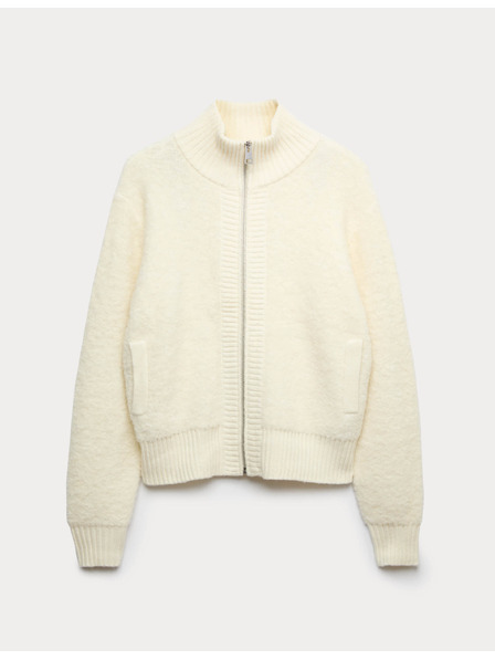 Marks & Spencer Bomber kardigan állónyakkal buklé és gyapjúból Marks & Spencer krémszín